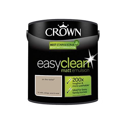 Image of 2.5L CROWN Easy Clean MATT Emulsion Multi Surface Paint That can be Used on Walls, Ceilings, Wood and Metal. Stain & Scrub Resistant Formula – On The Rocks