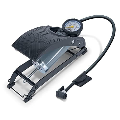 Image of RING Single Barrel Foot Pump With Adaptor Kit - Durable Anti-Slip Rubber Tread Plate