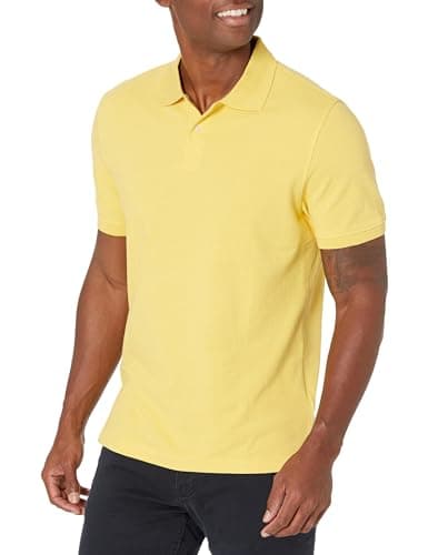 Image of Amazon Essentials Men's Slim-Fit Cotton Pique Polo Shirt, Yellow, L