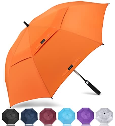 Image of ZOMAKE Golf Umbrella Windproof and Rainproof 62in, Large Umbrella Windproof Strong, Big Golfing Brolly Unbreakable Double Canopy for Men Women (Orange)