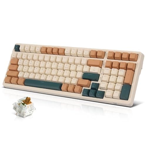 Image of Qisan 100-Keys Mechanical Wireless/Wired Keyboard – Triple Mode 2.4G/USB-C/BT & Ergonomic Design –US Layout | RGB LED Backlit, Hot-Swappable Brown Switches | Computer Accessories