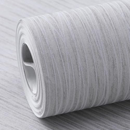 Image of Anttyscar Mix Plain Thick Textured Wallpaper Free No Match Striped Wallpaper for Adults Kids Bedroom Living Room Lounge TV Backdrop Hallway and Stairs Light Grey