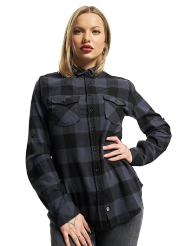 Image of Brandit Women Amy Flannel Shirt Long S, color: black/grey, size: XL