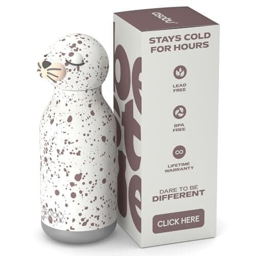 Image of asobu Bestie Seal White Kids Bottle Stainless Steel Leakproof Flip Straw 500 ml