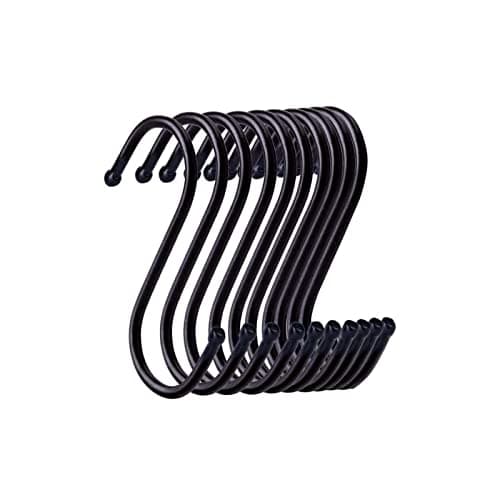 Image of Yesmin 10 Pack in S Shaped Hooks Hanging Hooks Hangers for Bathroom, Bedroom, Office and Kitchen(Black & Small)
