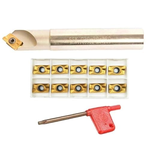 Image of EaseSunny Indexable Chamfering End Mill, CNC Inserts, Carbide Inserts, 20mm Shank Tool Holder, 45 Degree Cutting for Semi-Finishing, Includes 10 APMT1604 Blades