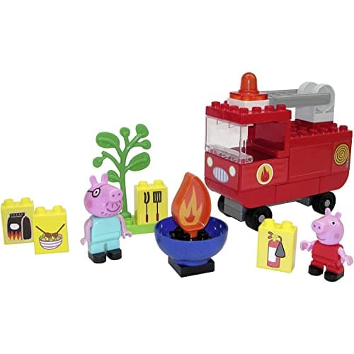 Image of BIG-Bloxx Peppa Pig Fire Engine - Peppa's Fire Brigade, Construction Set, Big Bloxx Set Including Peppa and Dad Pig, 40 Pieces, for Children from 18 Months