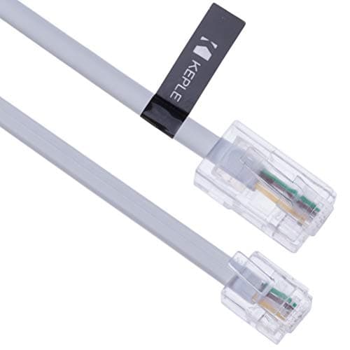Image of 10m RJ11 to RJ45 Cable Ethernet Modem Data Telephone ASDL Patch Lead Broadband High Speed BT Internet Plug 6P4C to 8P8C Flat Network Extension Cord Compatible with Modem, Router, Landline Wire (White)