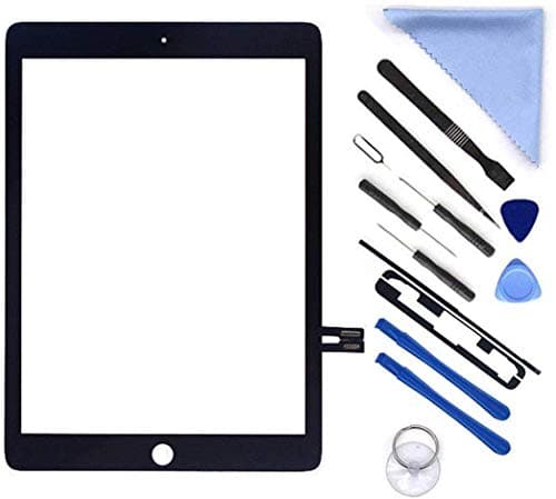 Image of E-Soul Black Digitizer Repair Kit for iPad 9.7" 2018 iPad 6 6th Gen A1893 A1954 Touch Screen Digitizer Replacement (Without Home Button,Not Include LCD) +Pre-Installed Adhesive + Tools