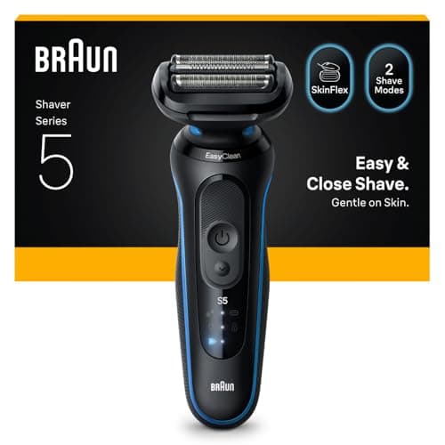 Image of Braun Series 5 Men's Electric Shaver with 50 Minutes Battery Life, Wireless Wet and Dry Shaver for Men, Waterproof, Made in Germany, 52-B1000s, Blue