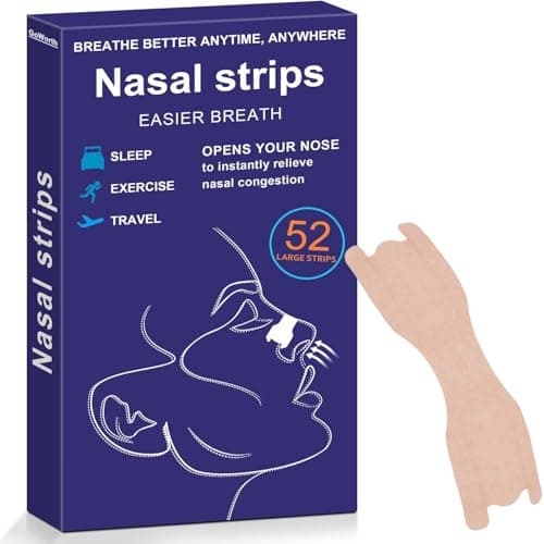 Image of Nasal Strips, 52Pcs Snoring Strips for Men and Women, Nose Strips Anti Snoring Devices, Helps Reduce Snoring, Instantly Relieves Nasal Congestion & Improves Sleep, Anti Snore Strips Drug-Free