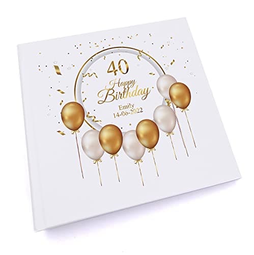 Image of Personalised 40th Birthday Photo Album Gift With Gold Balloons