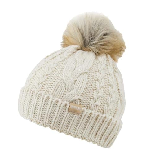 Image of Regatta Women's Lovella VI Hat with Faux Fur pom pom, Perfect for Walking & Outdoors White