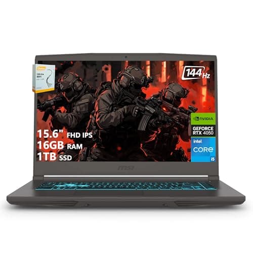 Image of msi Thin 15 Gaming Laptop | 15.6" FHD IPS 144Hz | Intel 8-Core i5-13420H (> i7-12650H) | 16GB RAM 1TB SSD | GeForce RTX 4050 6GB | USB-C Backlit Keyboard Wi-Fi 6E Win11 w/DLCA Accessory