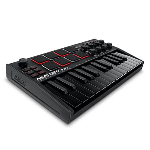 Image of Akai Professional MPK Mini MK3 - 25 Key USB MIDI Keyboard Controller with 8 Backlit Drum Pads, 8 Knobs and Music Production Software and Native Instruments Sound Package (NKS Integration), Black