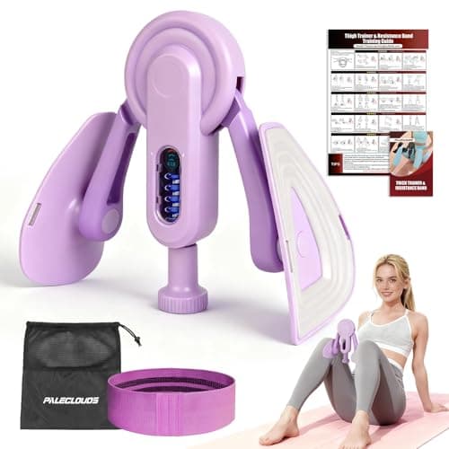 Image of Thigh Trainer Thigh Exerciser, 10-100lb/45kg Adjustable Resistance Pelvic Floor Trainer with Leg Band & Poster for Kegel Exercise, Inner Thigh Exerciser for Home Gym Workout Equipment