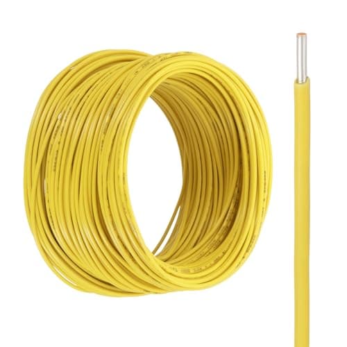 Image of sourcing map UL1007 Solid Core Wire, 20 Gauge 100FT 300V 20 AWG Electrical Wire Tinned Copper PVC 80 Degree High Temp Internal Wiring for Fixed Installations, Appliances, Yellow