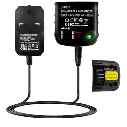 Image of For Black & Decker 18V Lithium Ion Battery Charger Replacement, UK Plug 18V Lithium Ion Battery Charger Compatible with LB20 LBX20 LBX4020 LB2X4020 LBXR20 LBXR20-OPE LBXR2020-OPE LB2X3020-OPE