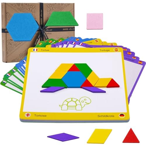 Image of Jaques of London Educational Wooden Shapes Puzzle | Colour Wooden Puzzle in 4 Languages | Educational Toys for 3 4 5 6 Year Olds | Wooden Toys for Boys & Girls | Since 1795