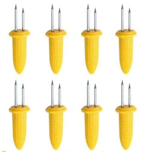 Image of fiXte® BBQ Corn Skewers | Stainless Steel | Corn On The Cob | Corn Grips Forks | Sweetcorn Holder Fork | Corn Cob Sticks | for BBQ, Camping, Picnic, Summer Party (Pack of 8)
