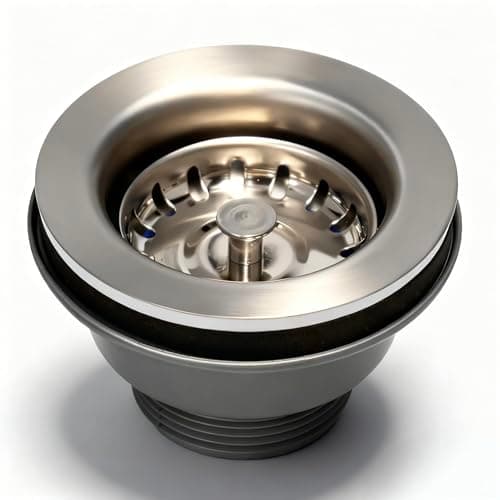 Image of Inodiref Ø 85 mm Stainless Steel Sink Waste Strainer, Kitchen Sink Basket Strainer Plug Thickened Design, Kitchen Sink Drain Strainer High Temperature Resistance, 1½" Fit for Sink Hole Size 57-65 mm