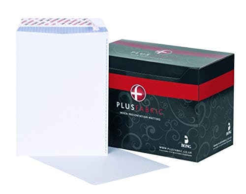 Image of Plus Fabric C4 White Pocket Peel And Seal Envelope with Powertac And Easy Open, 120 gsm, Pack of 250