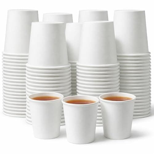 Image of 1ABOVE 50 Pack 8 oz White Disposable Paper Cups, 100% Natural and Recyclable Hot and Cold Drink Cups, Perfect for Homes and Office