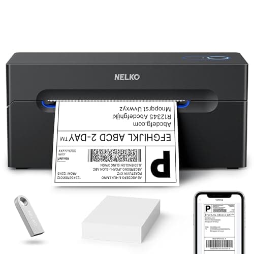 Image of Nelko PL70E Bluetooth Thermal Label Printer, 4x6 Shipping Label Printer for Business, Supports Android, iPhone, Windows & Mac, Compatible with Amazon, Shopify, Etsy, Royal Mail, Evri, DPD, DHL, Black