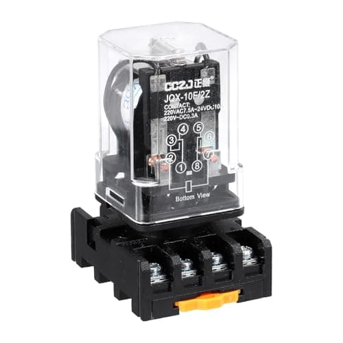 Image of sourcing map DPDT Electromagnetic Power Relay, DC 12V Coil 10A 8 Pin MK2P-I Small Relay with Plug-in Terminal Socket Base 2NC 2NO JQX-10F/2Z