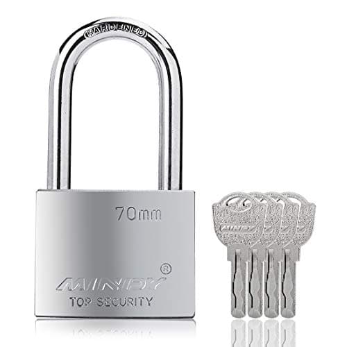 Image of 70mm Long Shackle Padlocks for Outdoor Use All Weather Resistant, Alloy Steel Heavy Duty Lock with 4 Keys
