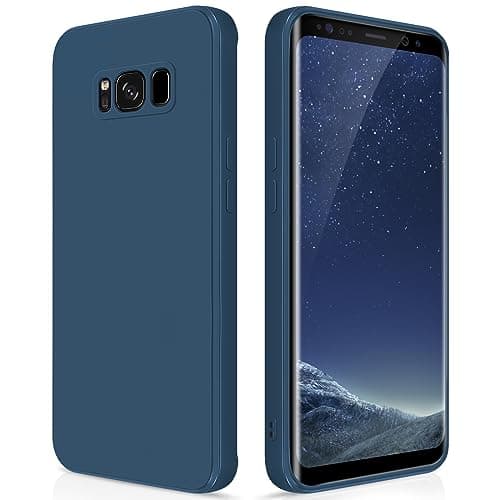 Image of GiiYoon Case Compatible with Samsung Galaxy S8, Silky-Soft Touch Full-Body Protective Phone Silicone Case, Shockproof Cover with Microfiber Lining, Blue