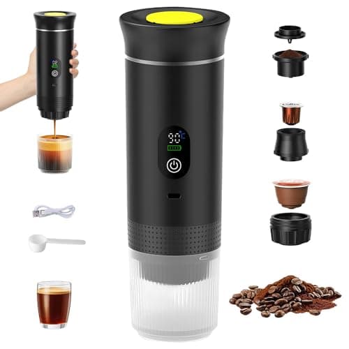 Image of Mineup Portable Espresso Machine, Travel Coffee Machine, Car Self-Heating Coffee Maker with USB-C, Compatible With Ground Coffee & NS Capsules, Portable Espresso Maker for RV, Home, Hiking, Black