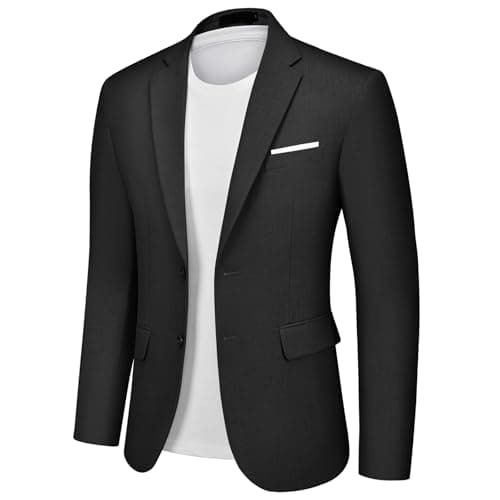 Image of Autsel Mens Blazer Smart Casual Slim Fit Formal Business Suit Jackets Two Buttons Wedding Jackets Lightweight Black M