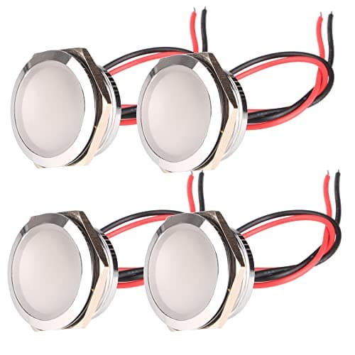 Image of Gebildet 4pcs AC/DC 12-24V 20mA Energy Saving Indicator Light Metal Signal Lamp Waterproof Hole Size 22mm White LED (Spherical Surface Head)