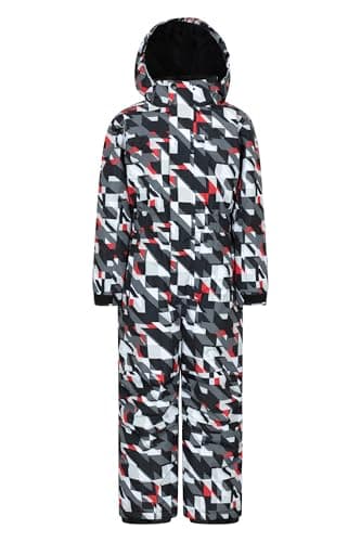 Image of Mountain Warehouse Cloud Kids Snowsuit - Waterproof, Adjustable, One Piece Jumpsuit with Taped Seams & Fleece Lining, Girls & Boys - Winter, Ski & Rain Grey (Printed) Kids Size 2-3 Years