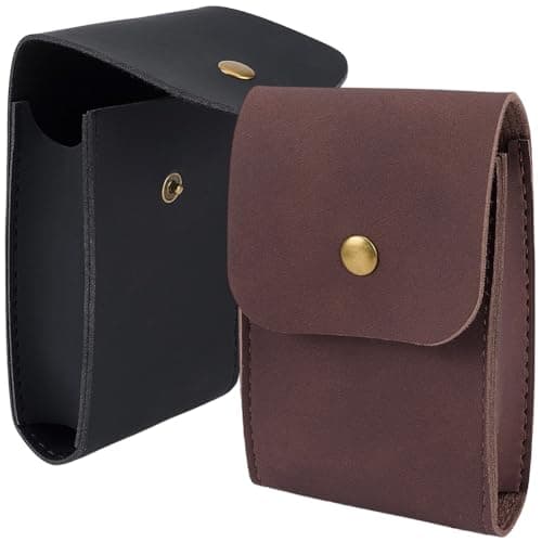 Image of CALFOVERA 2 Colors Multipurpose PU Leather Playing Card Case 2PCS Single Deck Leather Playing Card Holder Box Pouch Protector Compatible Wallet with Snap Button for Poker(Black;Dark Brown)