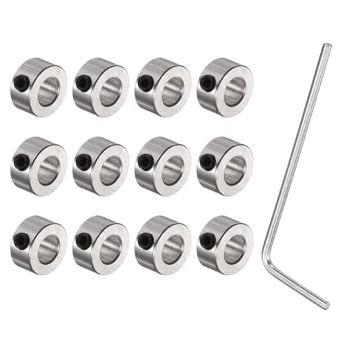 Image of sourcing map 12pcs Set-Screw Collars 5.05mm Bore, Nickel Plated Steel Shaft Collars, 10mm OD, 5mm Width, Landing Gear Stopper Wheel Collar with Hex Wrench