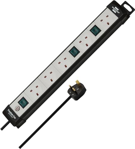Image of Brennenstuhl Premium-Multi-Line extension socket 5-way 3m 05VV-F 3G1,25 black/light grey switchable 1x3+2x1 *GB*