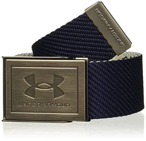 Image of Under Armour Men's Webbing Belt, (410) Midnight Navy/Khaki Base/Silver, Standard Size