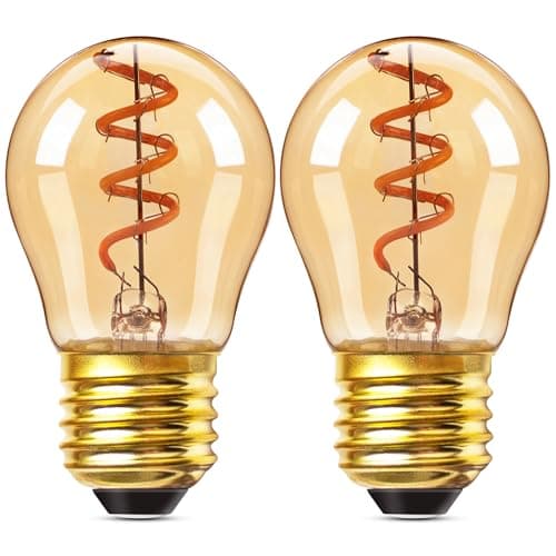 Image of Genixgreen E27 LED Edison Bulbs 3W Vintage Filament Edison Screw ES Bulb G45 Decorative Golf Ball Light Bulbs,25W-30W Incandescent Equivalent,2200K Warm White, Amber Glass,Non-dimmable,2 Pack