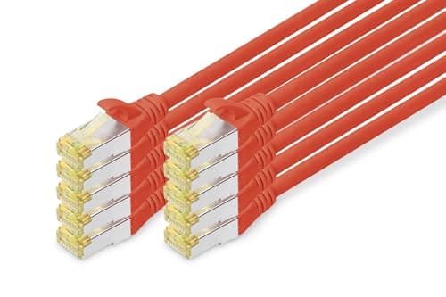 Image of DIGITUS LAN cable Cat 6A - 2m - 10 pieces - RJ45 network cable - S / FTP shielded - Compatible with Cat-6 & Cat-7 - Red