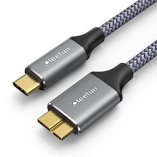 Image of CLEEFUN USB C Hard Drive Cable 2m, Type C to USB 3.1 Micro B 10Gbps Portable External Hard Drive Cord for Seagate,WD,Toshiba Canvio,Westgate,LaCie,Macbook Pro,Samsung M3, Galaxy S5 S20,Camera-Grey