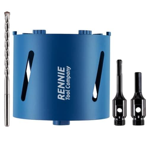 Image of 182mm x 150mm Long Diamond Core Drill Bit Set Includes SDS Adapter, Hex Shank Adapter & Centre Drill Bit. To Be Used In Concrete Masonry Brick Block Stone Granite Diamond Drill Bit Core Accessories