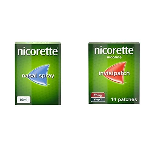 Image of Nicorette Nasal Spray Nicotine, 10 ml (Stop Smoking Aid) & Step 1 Invisi Patch Nicotine 14 Patches, 25 mg