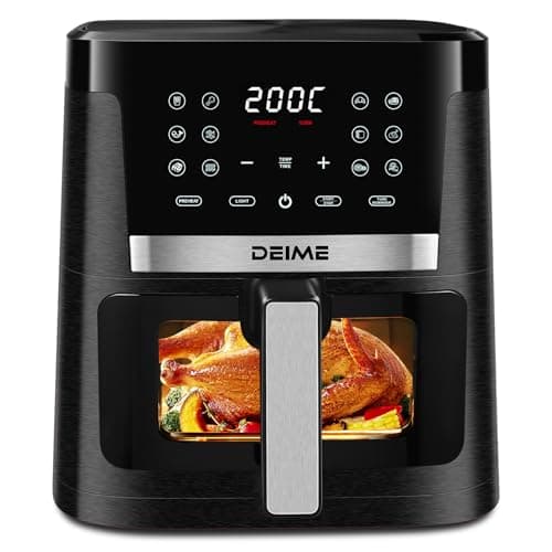 Image of DEIME Air Fryer 7.5 QT 1700W Oilless Oven Healthy Cooker Air Fryers Large Capacity with 12 Presets, Visible Cooking Window, LCD Touch Screen, Customerizable Cooking, Non-Stick Basket Recipe (Black)