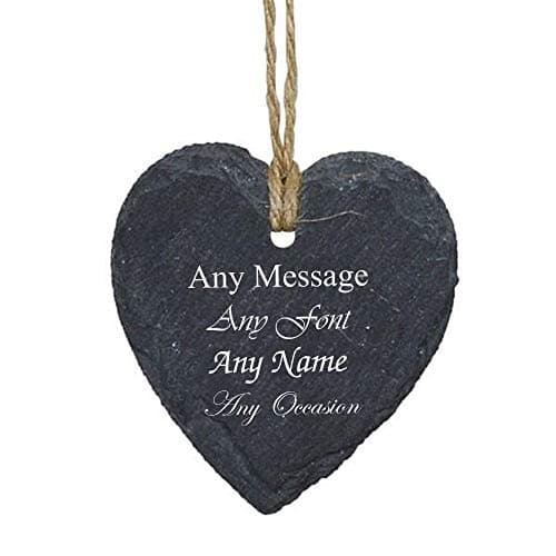 Image of Personalised Engraved Hanging Heart Slate Tag