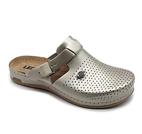 Image of LEON 950 Leather Slip-on Womens Ladies Mule Clogs Slippers Shoes, Champagne, EU 38, UK 5