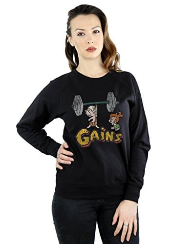 Image of the flintstones Women's Bam Bam Gains Distressed Sweatshirt Small Black
