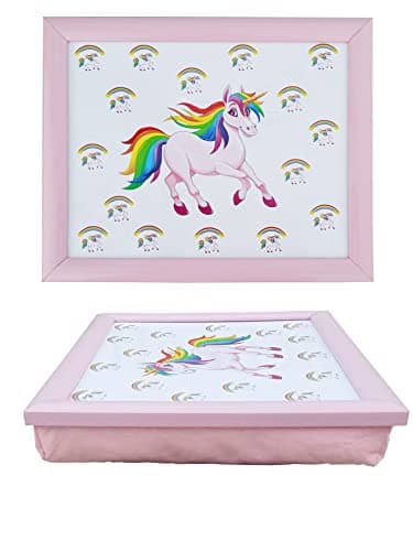 Image of HOMION Bean Bag Lap Tray Cushioned Children tv Dinner Serving Tray (Unicorn)