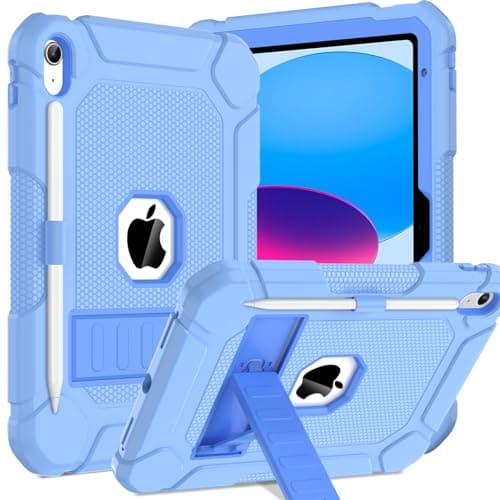 Image of TOPWANT Case for iPad (A16) 11th/10th Generation (11/10.9 inch) 2025/2022, Heavy Duty Shockproof Rugged Protective iPad 11th/10th Generation Case with Kickstand & Pencil Holder, Blue